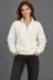 Üç İplik İçi Şardonlu Dik Yaka Yarım Fermuarlı Kışlık Sweatshirt - Beyaz - S - Beyaz 1