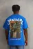 Unisex Baskılı Oversize T-Shirt - Mavi - S - Mavi 2