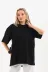 Unisex Bisiklet Yaka 20/1 Düz Oversize T-Shirt - Siyah - M - Siyah 1