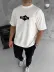 Unisex Bisiklet Yaka Baskılı Double Oversize T-Shirt - Beyaz - L - Beyaz 2