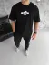 Unisex Bisiklet Yaka Baskılı Double Oversize T-Shirt - Siyah - L - Siyah 2