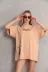 Unisex Bisiklet Yaka Baskılı Oversize T-Shirt - Bej - L - Bej 1