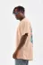 Unisex Bisiklet Yaka Baskılı Oversize T-Shirt - Bej - M - Bej 3