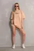 Unisex Bisiklet Yaka Baskılı Oversize T-Shirt - Bej - XL - Bej 3