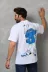 Unisex Bisiklet Yaka Baskılı Oversize T-Shirt - Beyaz - L - Siyah 3