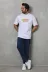 Unisex Bisiklet Yaka Baskılı Oversize T-Shirt - Beyaz - L - Siyah 4