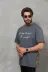Unisex Bisiklet Yaka Baskılı Oversize T-Shirt - Füme - S - Füme 2
