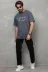 Unisex Bisiklet Yaka Baskılı Oversize T-Shirt - Füme - XL - Füme 1
