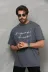 Unisex Bisiklet Yaka Baskılı Oversize T-Shirt - Füme - XL - Füme 4