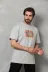 Unisex Bisiklet Yaka Baskılı Oversize T-Shirt - Gri - M - Gri 4