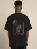 Unisex Bisiklet Yaka Oversize Baskılı T-Shirt - Siyah - M - Siyah 2