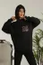 Unisex Kapşonlu Baskılı Sweetshirt - Siyah - XL - Siyah 2