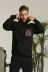 Unisex Kapşonlu Baskılı Sweetshirt - Siyah - XL - Siyah 2