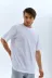 Unisex Oversize Düz Bisiklet Yaka T-Shirt - Beyaz - S - Beyaz 4