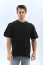 Unisex Oversize Düz Bisiklet Yaka T-Shirt - Siyah - M - Siyah 1