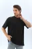 Unisex Oversize Düz Bisiklet Yaka T-Shirt - Siyah - M - Siyah 4