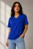 V Yaka Basic Tişört Kısa Kol Yazlık Regular Fit T-Shirt - Saks Mavisi - L - Saks Mavisi 3