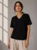 V Yaka Basic Tişört Kısa Kol Yazlık Regular Fit T-Shirt - Siyah - L - Siyah 2