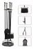 WOODSHUT SGSS-38015GU 5 Li Premium İthal Döküm Gümüş Başlıklı Yuvarlak Şömine - Soba Maşa Takımı Aksesuar Seti 3