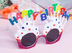 YNT İthalat SM-SMR-D010-BEYAZ Happy Birthday Yazılı Beyaz Fuşya Renk Parti Gözlüğü 12X7 Cm 1