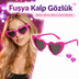 YNT İthalat SM-SMRG135 Fuşya Pembe Retro Kalp Gözlük – 80’Ler 90’Lar Stil Parti Gözlüğü 1